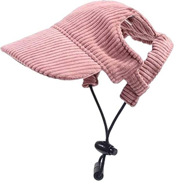 Pink Adjustable Dog Visor Hat with Ear Holes