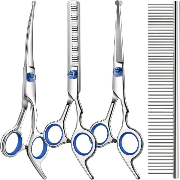 4-in-1 Pet Grooming Scissors Kit with Comb