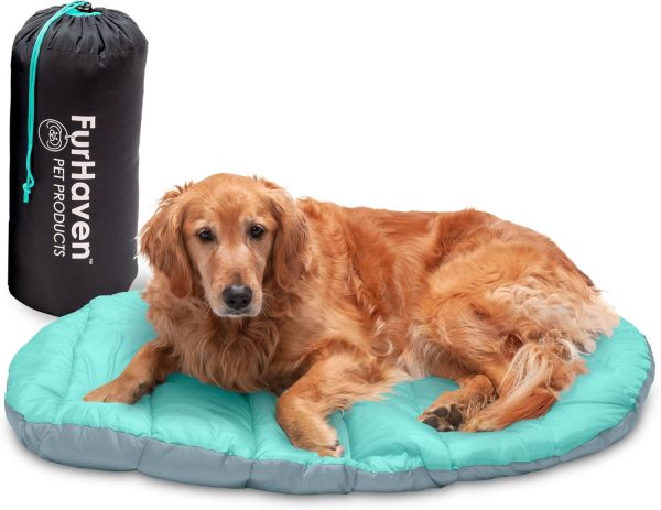 FurHaven Outdoor Travel Dog Bed, Large, Aqua/Gray