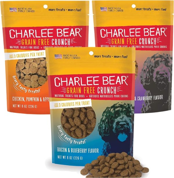 Charlee Bear Grain-Free Dog Treats, 3-Flavor Variety