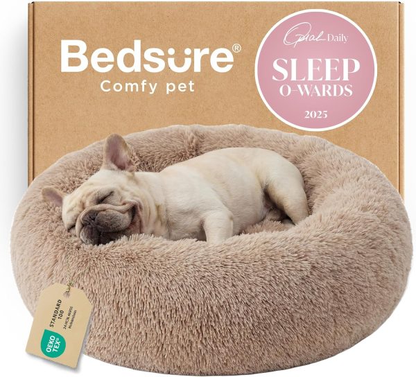 Bedsure Calming Medium Dog Bed, Washable, Camel