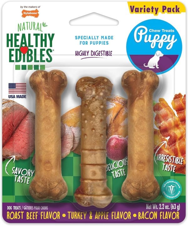 Nylabone Puppy Chews: Roast Beef, Apple & Bacon